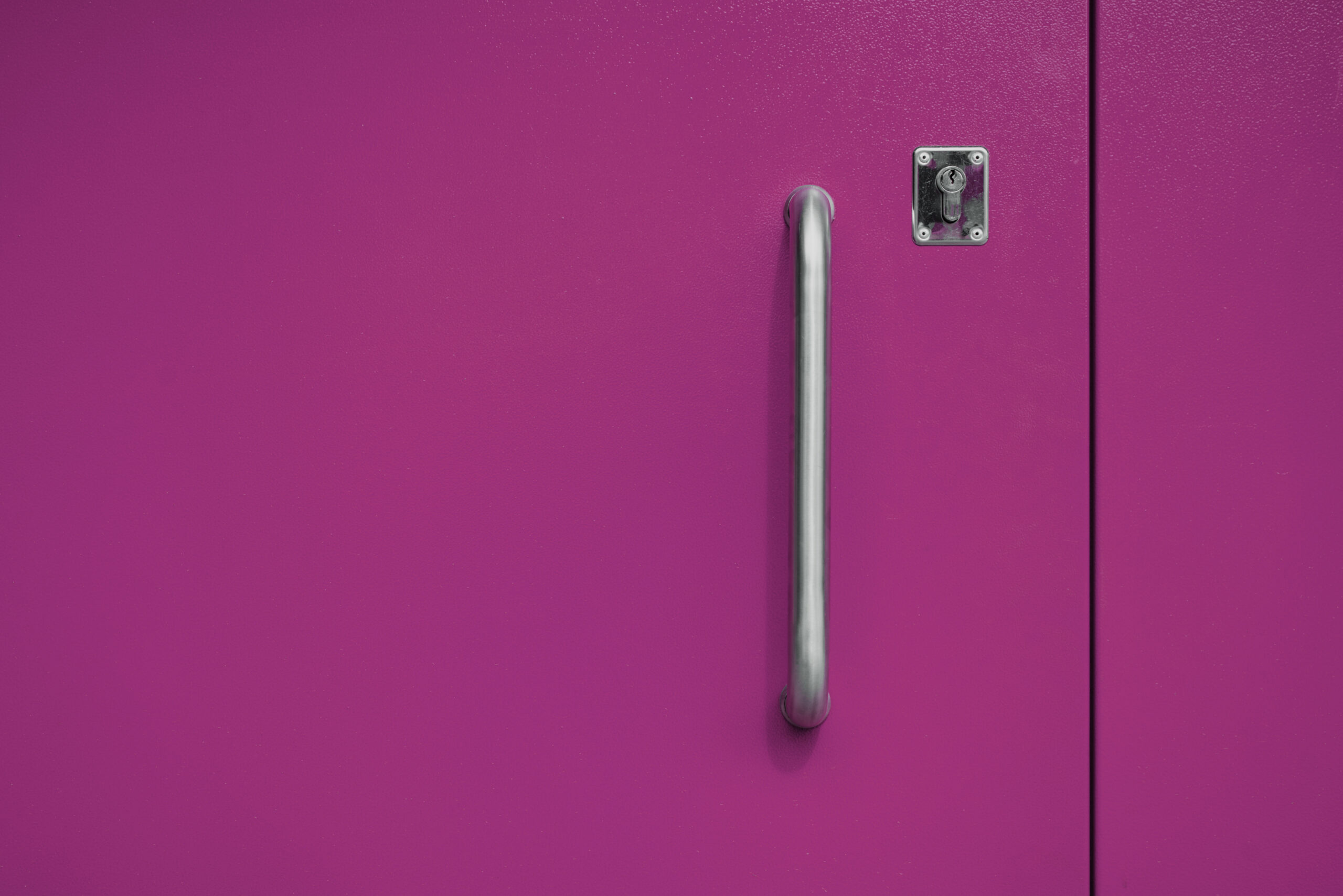 Purple locker-themed fridge magnet with bold retro style on Photo Fridge Magnets blog